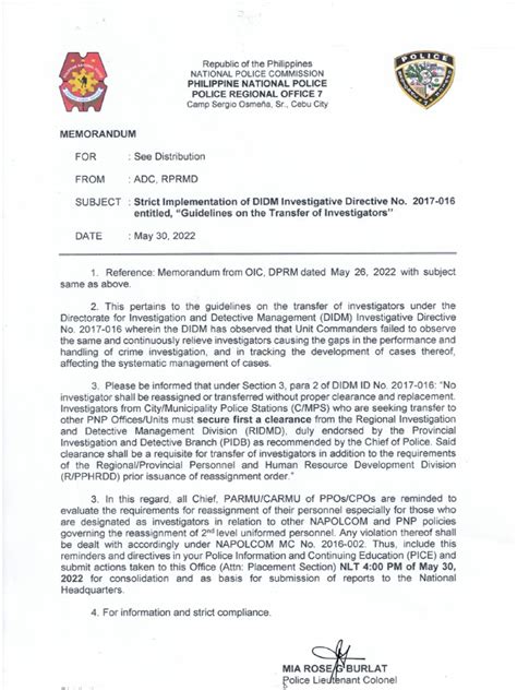 didm director|Guidelines on the Transfer of Investigators .